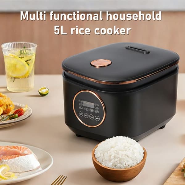 5L riskokare, 220V elektrisk non-stick riskokare, non-stick riskokare med knappkontroll och 9 matlagningsprogram