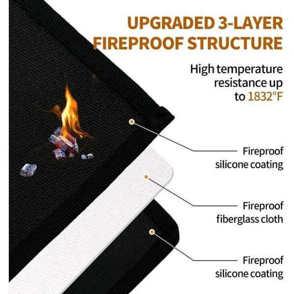Brandsäker eldstadsmatta 122x76 cm - Brandresistent för inomhus- och utomhusbruk - Golvskydd i glasfiber - Säkerhetsmatta för eldstäder