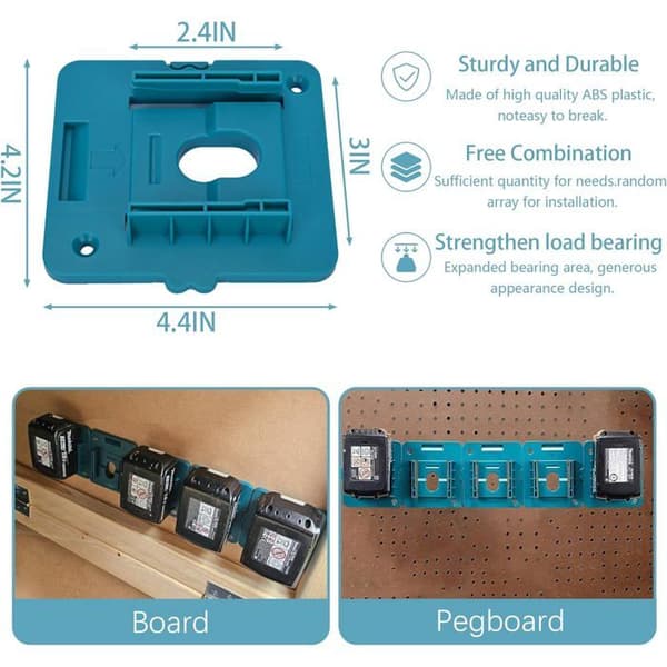 Väggfäste för Makita 18V Bosch-batteri (5-pack), kompatibelt med modellerna BL1860 och BL1850 (batterier ingår ej).