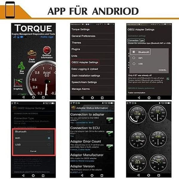 OBD2 WiFi-diagnoseværktøj - OBD II-scanner ELM327 - Kompatibel med alle OBD-II-køretøjer - Over 3000 fejlkoder