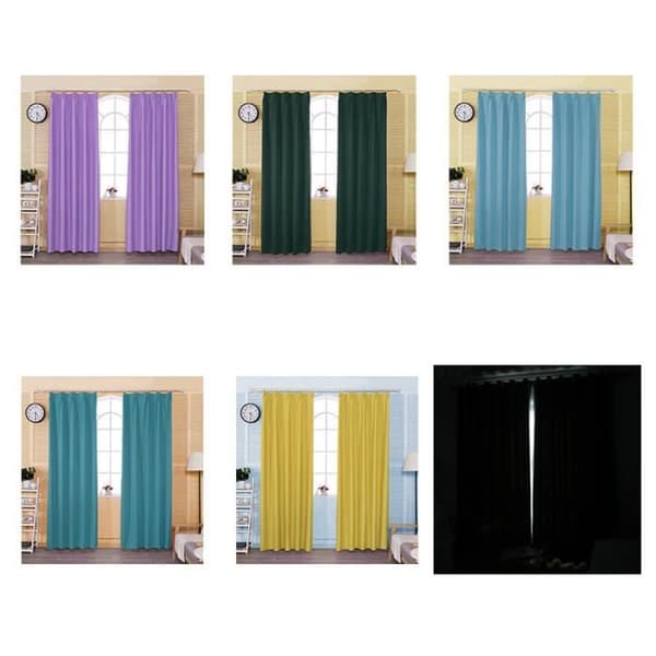 Gardin - Imitert silke - 135x220 cm - 2 paneler - Blågrønn - Lystett