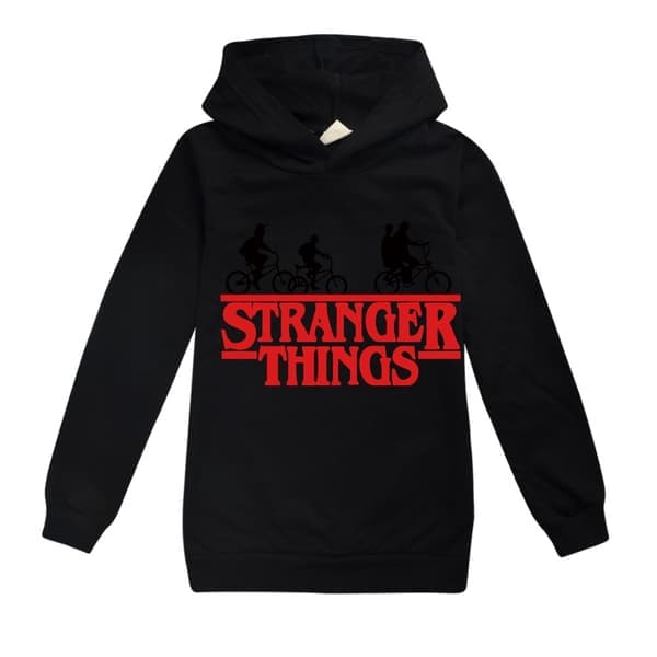 Genser for gutter Stranger Things Hettegenser Genser Utendørs Svart 140cm