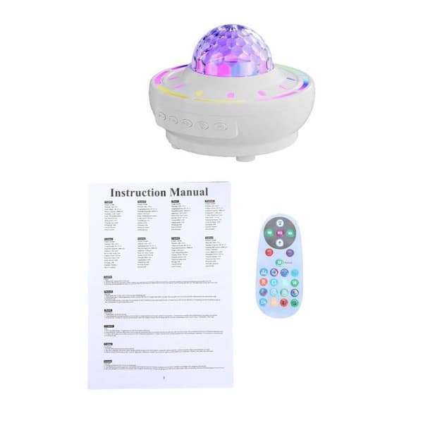 Aurora Projektorlampe – Bluetooth LED 4 Moduser – Rytmisk Musikk – Hvit Nattstemning