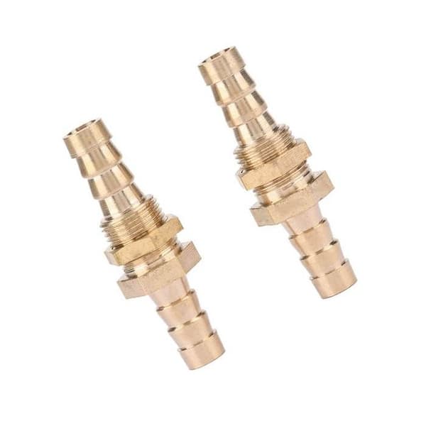 2 kpl messinkiliittimiä – 6 mm – kaksoispää – CNC/hydraulinen – luonnonmessinki