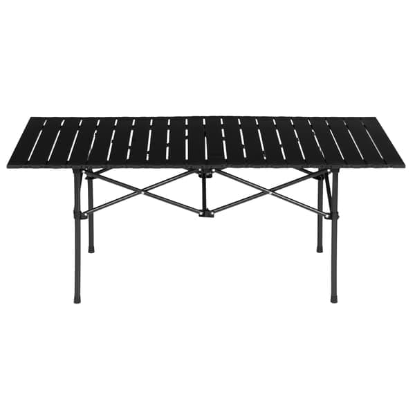 Fällbart campingbord 120x55 cm, svart, med väska