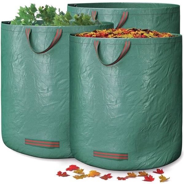 Set med 3 x 272L trädgårdsväskor med 46 x 60 cm förvaringsväska, återanvändbara polypropenväskor för trädgårdsavfall