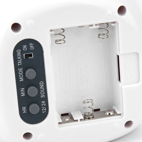 Projektionsväckarklocka – Projicerar röd tid, röst, temperatur – För sovrum, kontor – Vit 8x8x9cm