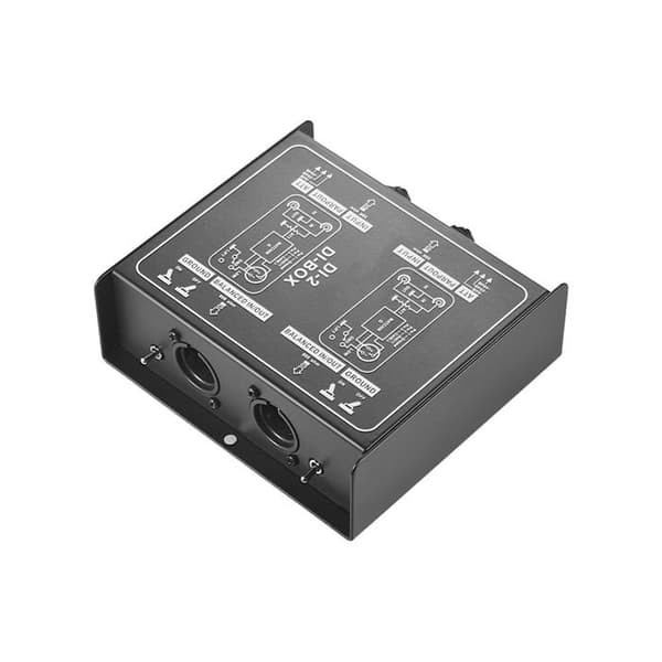 Gitarr DI Box – DI-2 Dubbelkanal – Impedans & Isolering – Studio Scen – Svart 9,6 cm