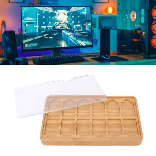 Switch-kortförvaringslåda – 12 fack bambu – bärbar – resa