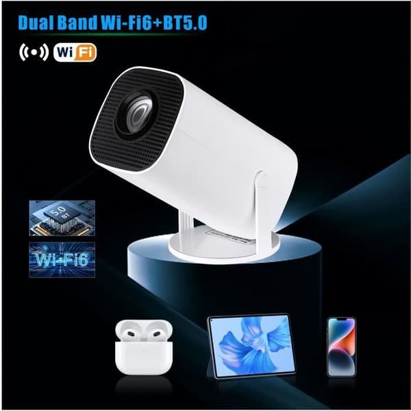Miniprojektori - Mini - Android 12 - WiFi 6 - Bluetooth 5.0 - 180° kierto