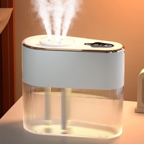 USB-luftfuktare med tre munstycken – 2,2 L stor kapacitet – tyst och aromdiffuser – vit