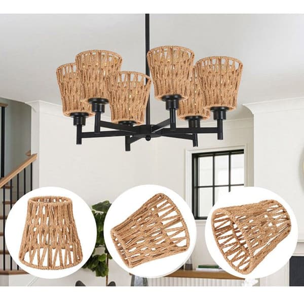 3-pack flätade lampskärmar – E14 Clip-on – Bohemisk Retro – 9×14 cm