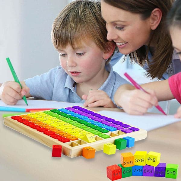 Multiplikationstabell i trä (18*18*1,5cm), Matematiska multiplikationsövningar