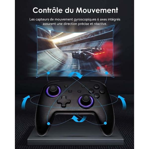 Switch/2/OLED/LITE LED RGB Controller Sort - Trådløs Bluetooth Controller - Hall Joysticks - 6 Akser - Vibration - Programmerbar Knap