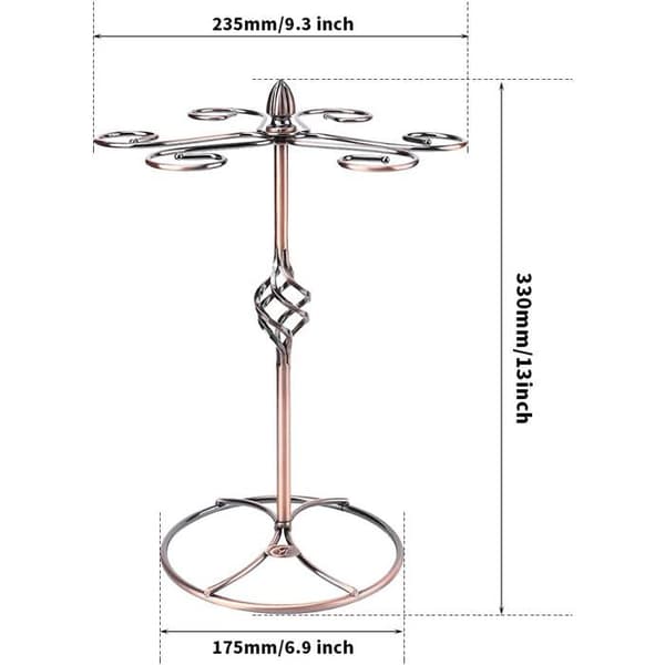 Vertikalt vinglassstativ med 6 kroker, benkeplate vinglassholder (bronse)
