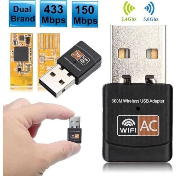 USB WiFi-sovitin - RTL - 600 Mbps - Kaksitaajuusantenni - USB 2.0 - Windows/Linux-yhteensopiva