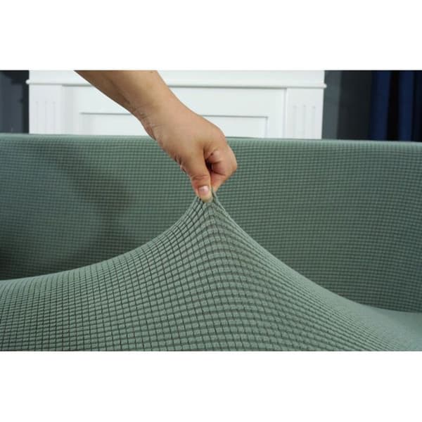 Elastisk hjørnesofatrekk - med sklisikker elastisk base, maskinvaskbart (1 sett, grønn, 4-seter + 3-seter)