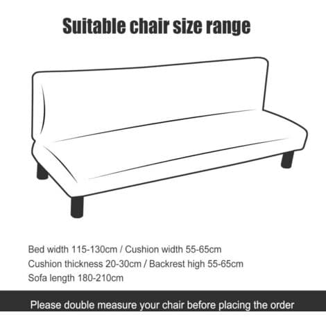 Strækbar sofabetræk uden armlæn – Polyester og spandex – Elastisk pasform til sovesofa 180-220cm – Maskinvaskbar