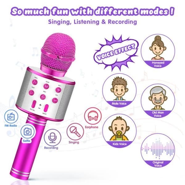 Trådløs karaokemikrofon - Lilla - USB - Bluetooth - Barn 3-12 år