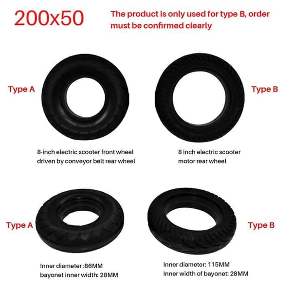 8 tommer 200X50 elektrisk sparkesykkel dekk solid bakdekk for Speedway RUIMA Mini 4 PRO