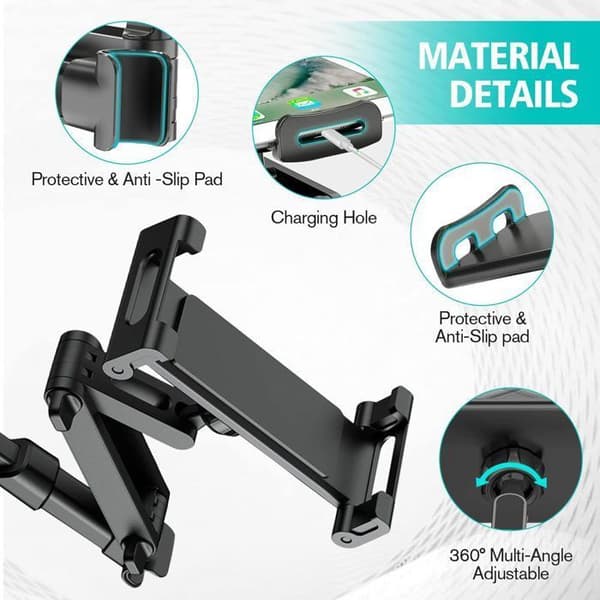 Nettbrettholder til bil, uttrekkbar iPad-holder til bil, nettbrettholder til bilsete, egnet for iPad