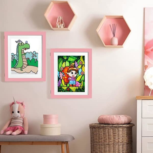 Barnens ritram med utbytbara paneler, A4 Barnens ritram med frontöppning, Rosa
