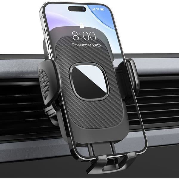 Biltelefonholder, stabil krog, 360° roterende luftventiltelefonholder, til smartphones iPhone Android (sort)