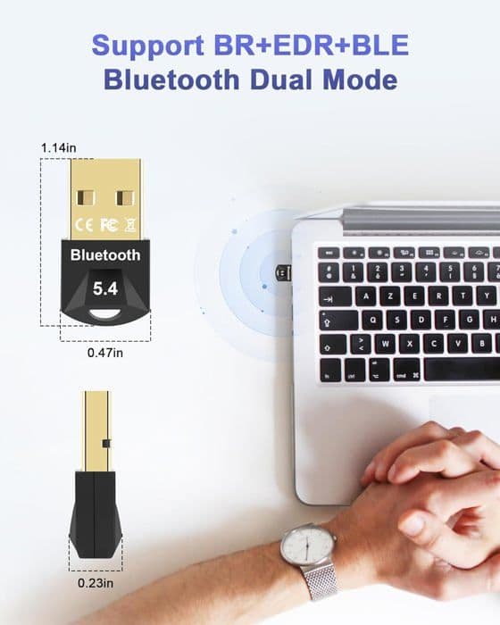 USB Bluetooth-adapter - 5.4 - Bluetooth-dongle - PC-kompatibel - Stabil lydoverførsel - Anti-interferens