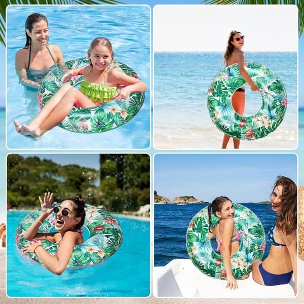 Voksen bassengflåte – Bladmønster, solid ring – Basseng, strand og innsjø – 90 x 35 cm