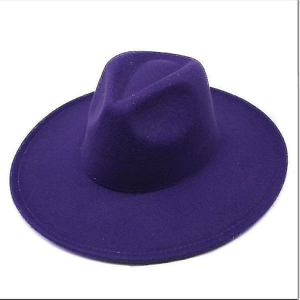 Varm Vinter Klassisk Bredskygget Fedora Hat Sort Hvid Uldhatte Mænd Kvinder Sammenfoldelig Vinterhat (Lilla