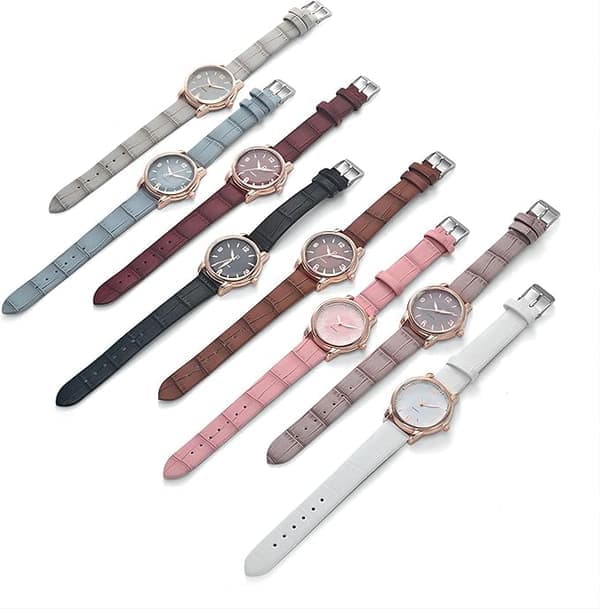 Armbåndsur til kvinder, moderne kvarts analog dameur med læderrem