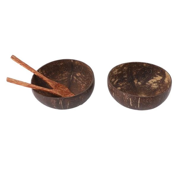 2 stk kokosnøttskåler – Unike, miljøvennlige 14 cm – for dessert og camping