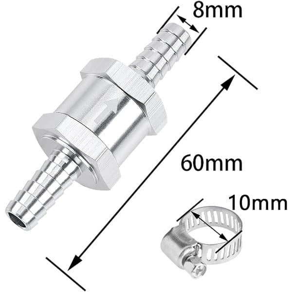 2 st 8 mm Backventil, Bränsle backventil i aluminium