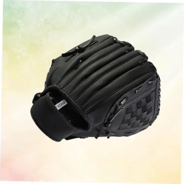 Softbollhandske, vänsterhänt basebollhandske, med handledsrem, förstärkt handflata, svart