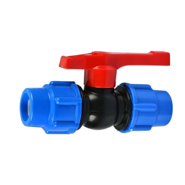Plastkugleventil til 32 mm kompressionsslange