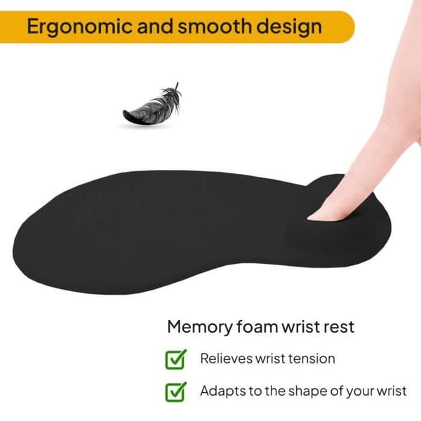 Musematte - OcioDual - Ergonomisk - Håndleddsstøtte i gel - Sklisikker base - Svart
