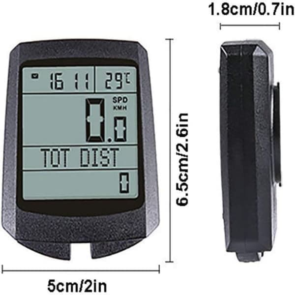 Trådløs vanntett sykkelcomputer - Speedometer/kilometerteller med berørings-LCD for sykling white light