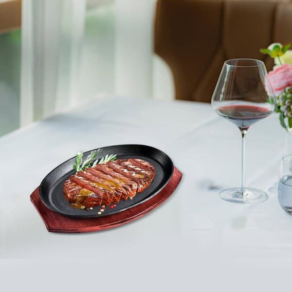 Kjøttvarmeplate med bambusbrett, Fastar grillpanne, grillpanne
