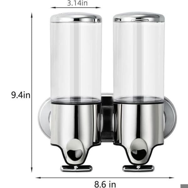 1000 ml Väggmonterad Tvåldispenser – Transparent ABS och Rostfritt Stål – Tryckknappsmodell för Väggmontering