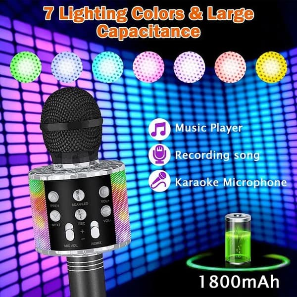 Karaokemikrofon - Trådlös - Bluetooth - 4-i-1 Multifunktionell - Svart