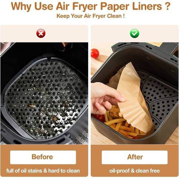 Airfryer bagepapir, 100 stk. 20 cm bagepapir til airfryer, non-stick engangsforingstilbehør