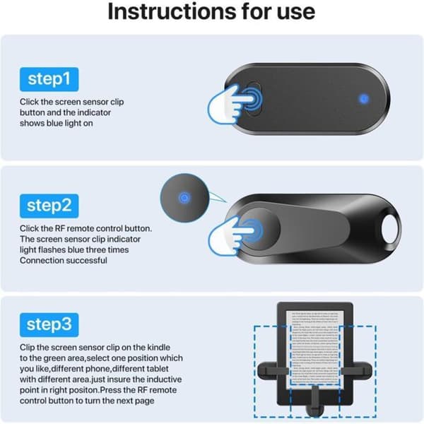 Bluetooth-sivunkääntölaite – Yhteensopiva Kindlen, Kobon, iPadin ja Androidin kanssa – Valokuva- ja videolaukaisin