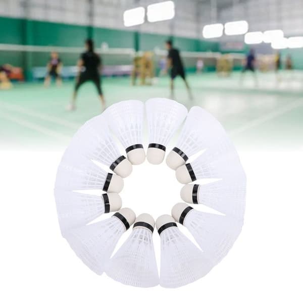 12 badmintonbollar – Högelastisk nylon – Hållbara för inomhus-/utomhusbruk – Vita