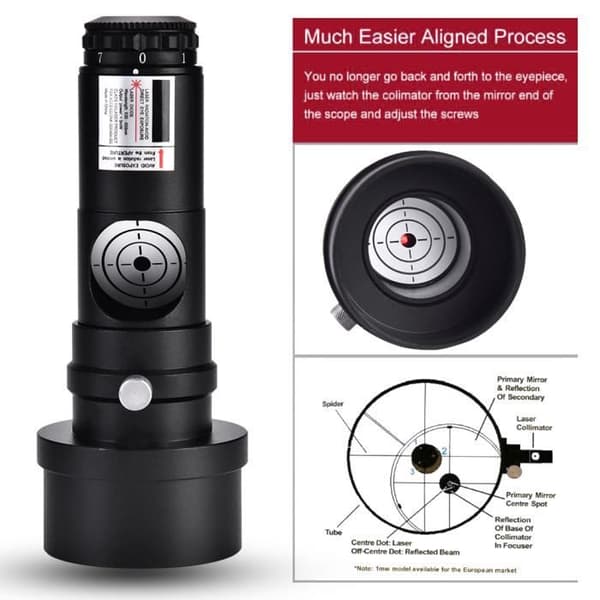 1,25\" Laser Kollimator 2\" Adapter 7 Lysstyrker for Newton-teleskoper