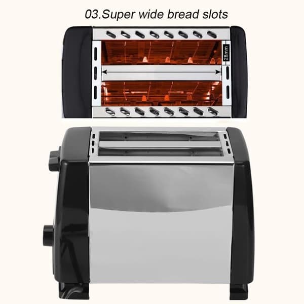 2-skive brødrister, 750W, 6 hastigheder, sort