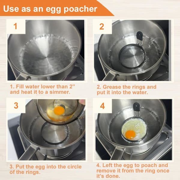 Stort sett med 3,5-tommers non-stick eggeringer, 4 ringformede kakeformer