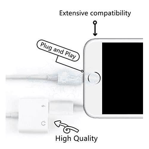 Lightning-adapter - Apple - 4-i-1 - Samtidig opladning og lyd - Kompatibel med iPhone 7 til 11 Pro Max