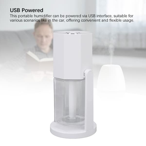 USB Roterende Luftfukter – 360° Fin Tåke – for Bil og Kontor