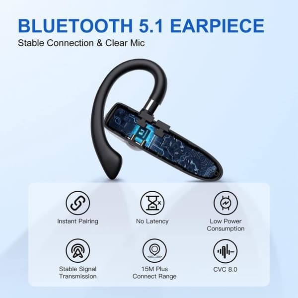 Bluetooth Headset Trådløst Headset til Mobiltelefoner med Opladningsetui Enkeltøre Håndfrit Headset