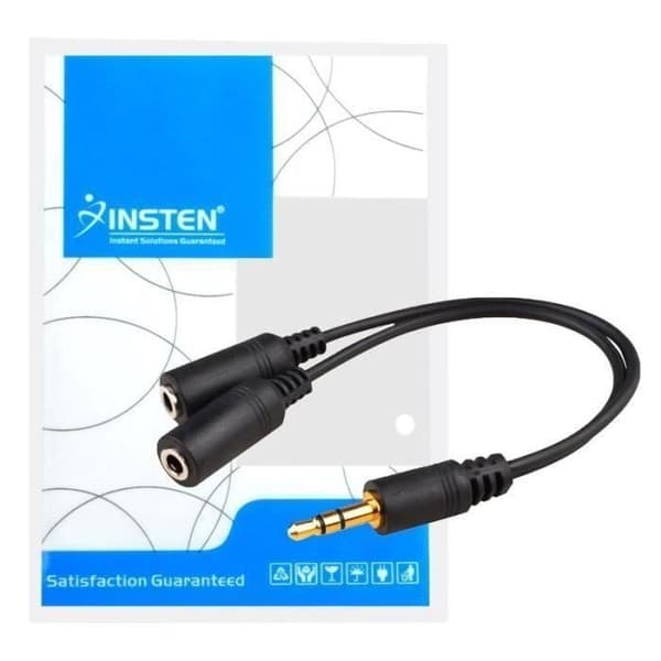 INSTEN Adapterkabel - Dobler-Splitter-Deler-Distributør - Stereo Lyd - 1 x 3,5 mm Hannplugg til 2 x 3,5 mm Hunnplugger S0433